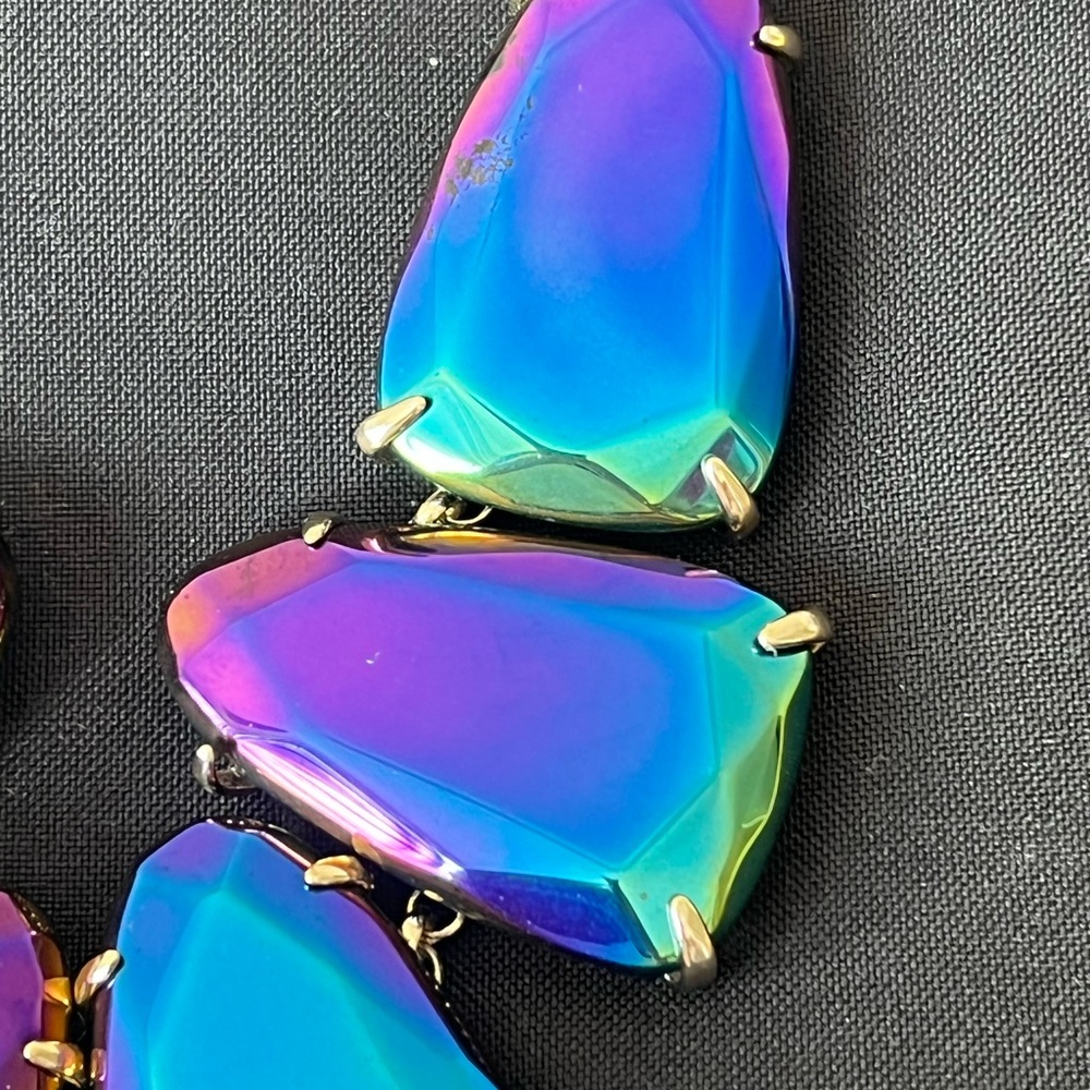 NWOT Kendra Scott Rare & Retired Harlow Necklace Black Iridescent & Gold GORG! - Picture 10 of 10